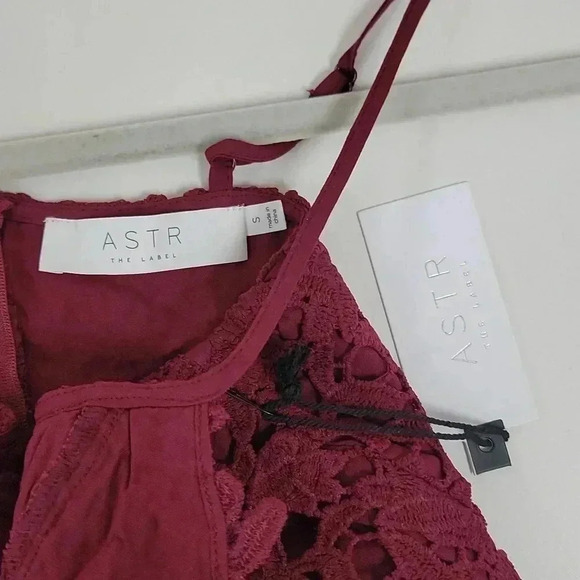 ASTR The Label Midi Dress Small Wine Red Lace A- Line Cocktail - Picture 11 of 13